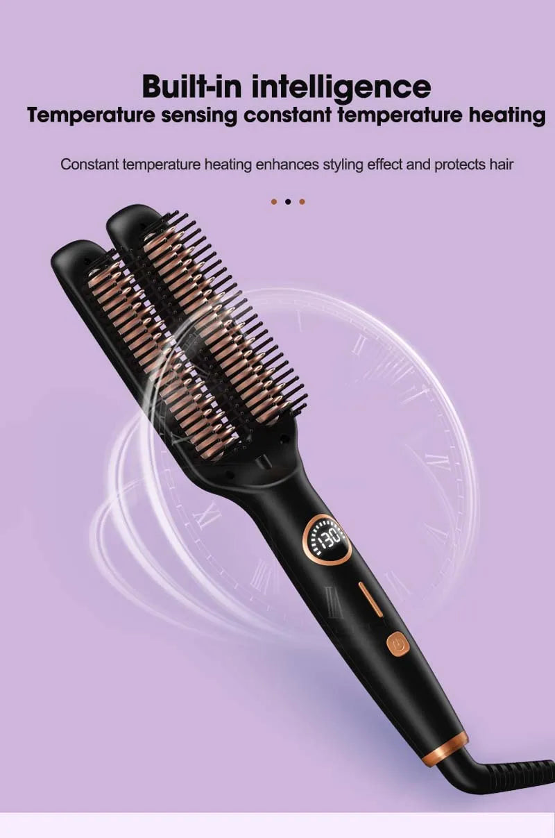 Professional Electric Hair Straightener  Multifunctional 2 In 1 Curler Brush Ceramic Hair Straightener Curling Irons Hot Comb﻿