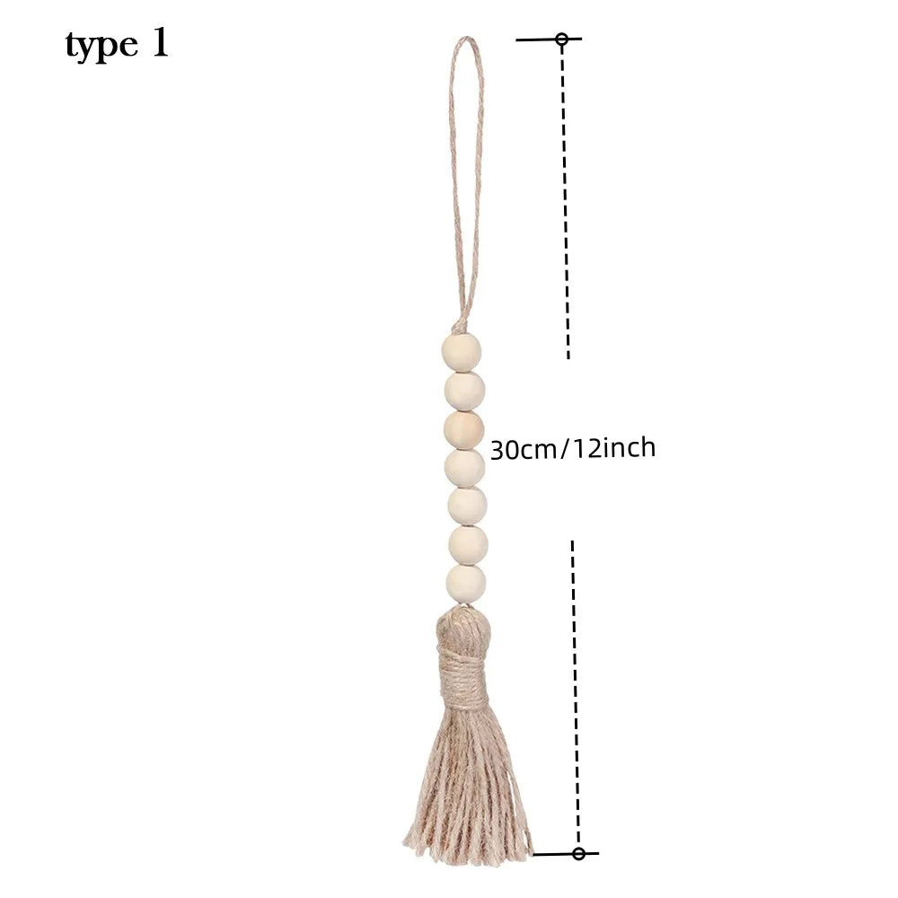 Farmhouse Wall Hanging Home Decor DIY Handmade  Tassel Bead Ornament Boho Gift with Tassels Decor Prayer Boho Beads