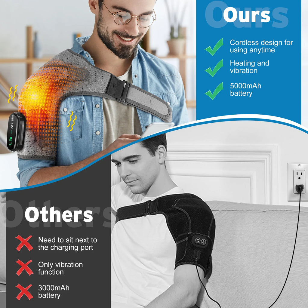 Vibration Shoulder Steamer Belt Heated Shoulder Warmer Massager Electric Smart Massage Machine Temperature Adjust