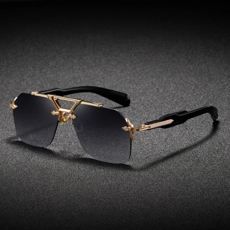 Luxury Brand Classic Square Rimless Sunglasses Men Women Retro Vintage Punk Sun Glasses Oversized Shades Metal Frame Eyewear