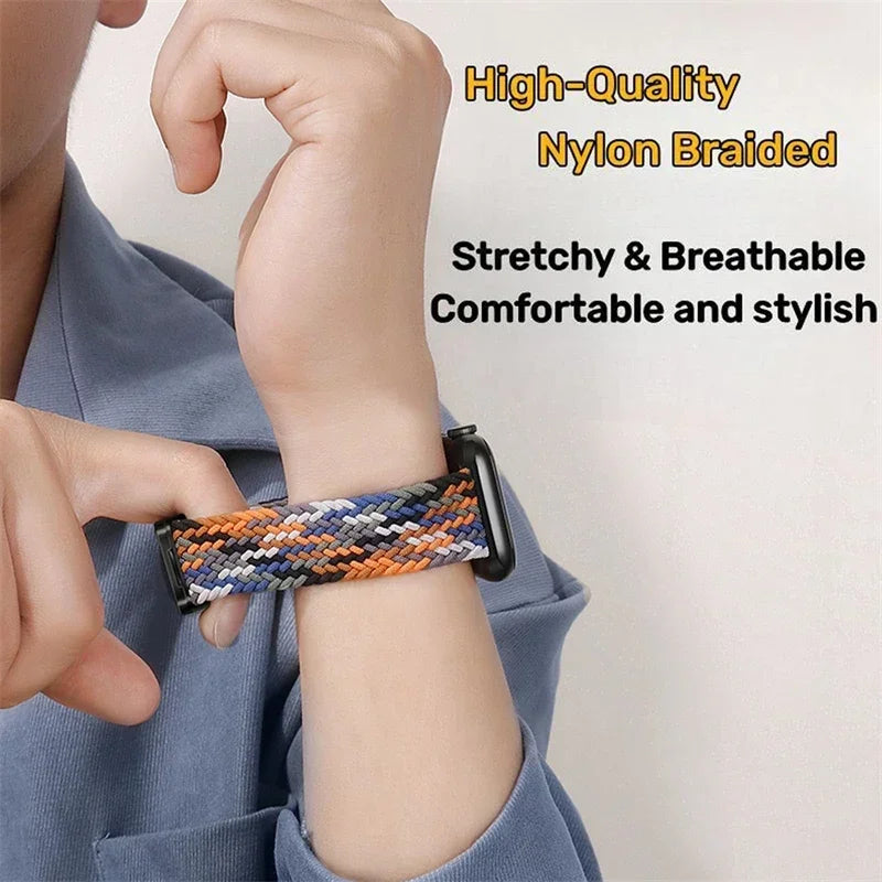 Braided Band For Apple Watch Strap 44mm 40mm 45mm 46mm 49mm 41mm 38 Magnetic Nylon Bracelet iWatch series se 7 6 8 9 10 Ultra 2