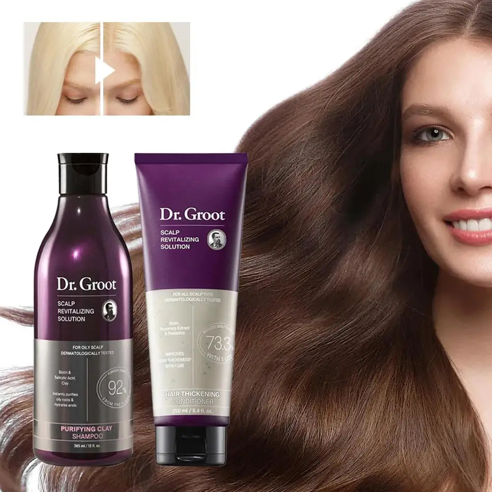 Dr. Groot Scalp Revitalizing Solution Hair Care Set Korean Brand 385ml Purifying Clay Shampoo 250ml Hair Thickening Conditioner