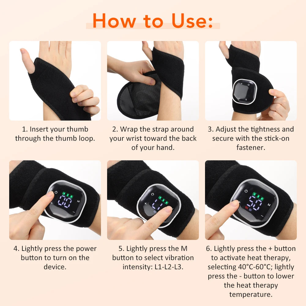 Electric Cordless Heated Ankle Guard Massager for Right or Left Foot Vibration Massage Wristband Hot Compress Ankle Wrist Brace