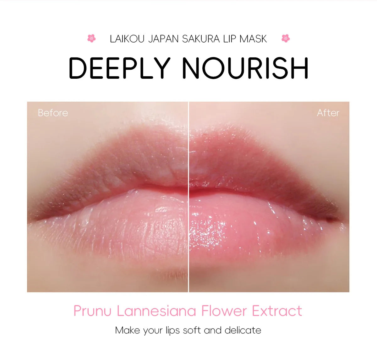8g LAIKOU Sakura Lip Sleeping Mask Hydrating Moisture Nutriousing Wrinkle Smoothing Dryness Lip Mask Korean Cosmetics Skin Care