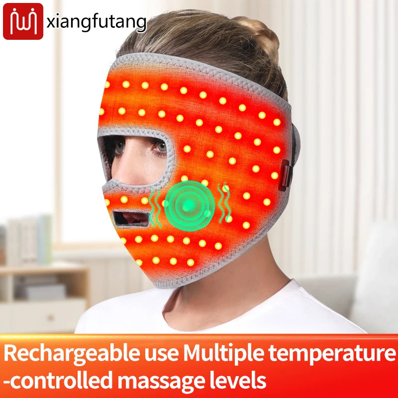 Electric Heated Facial Mask Red Light Therapy Facial Massager Relieves Facial Spasms Muscle Stiffness Jaw Ache Stress Relief