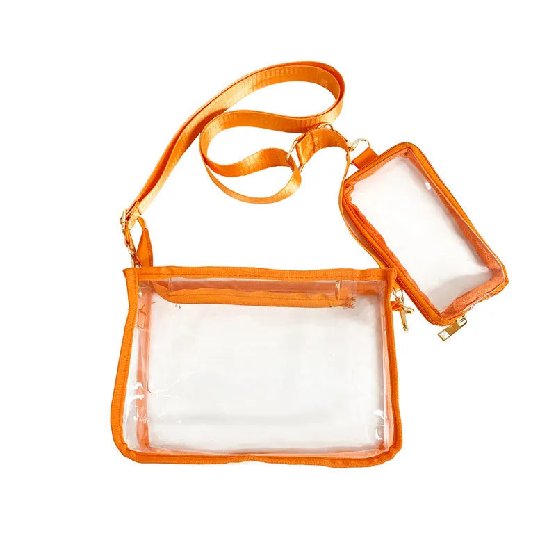 PVC Transparent Shoulder Bag 2 IN 1 Adjustable Shoulder Straps Casual Clear Crossbody Bag Fashion Couple Bag for Boys & Girls