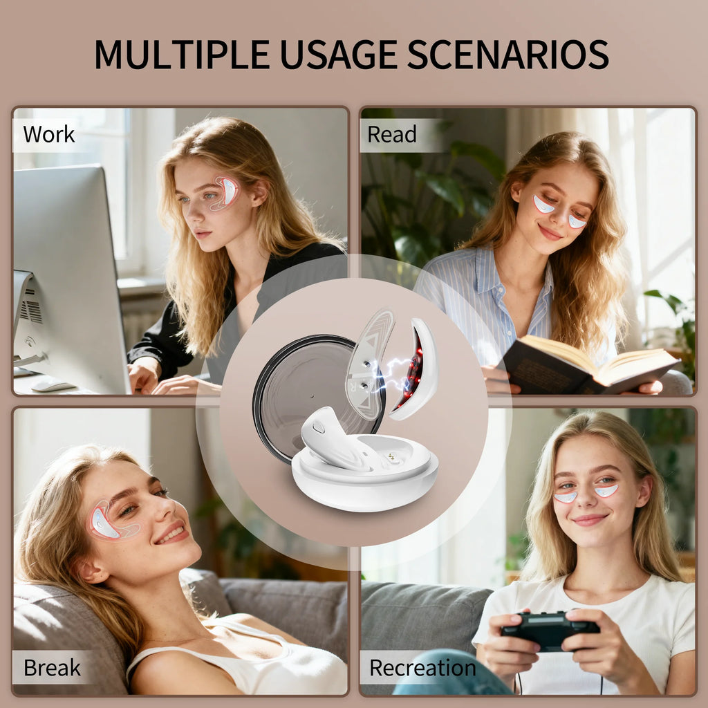 EMS Redlight Eye Massage and Stainless Steel Cooling Eye Pad Eyes Beauty Device for Puffy Eyes Reduce Bags & Dark Circles