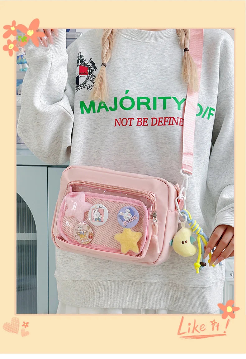 Japan and South Korea Cute Small Bag Female anime Pain Bag Pure Color Small Fresh Student Korean Simple Bag Crossbody Bag Female