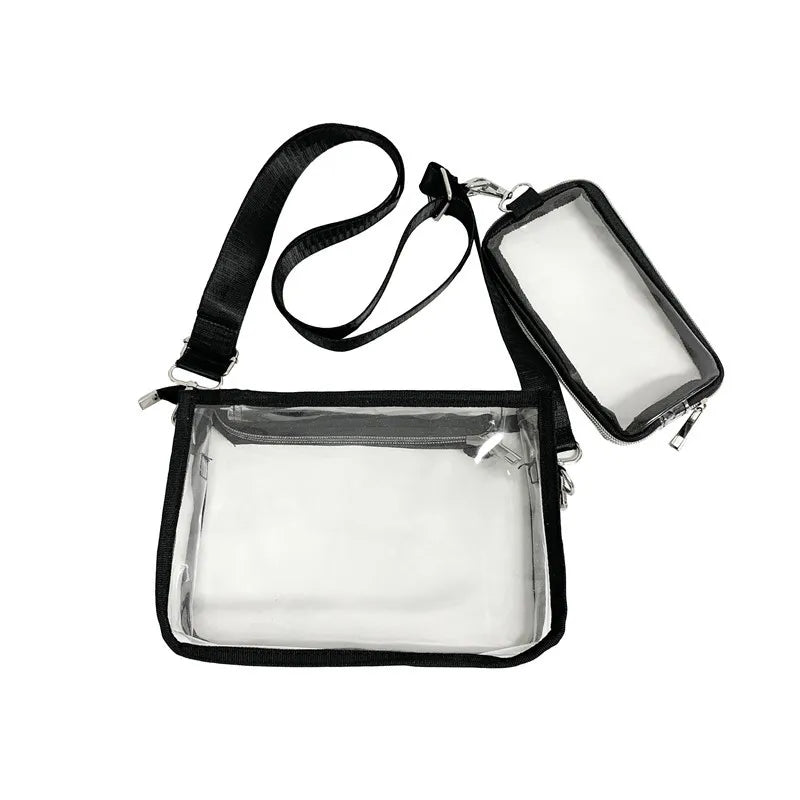 PVC Transparent Shoulder Bag 2 IN 1 Adjustable Shoulder Straps Casual Clear Crossbody Bag Fashion Couple Bag for Boys & Girls