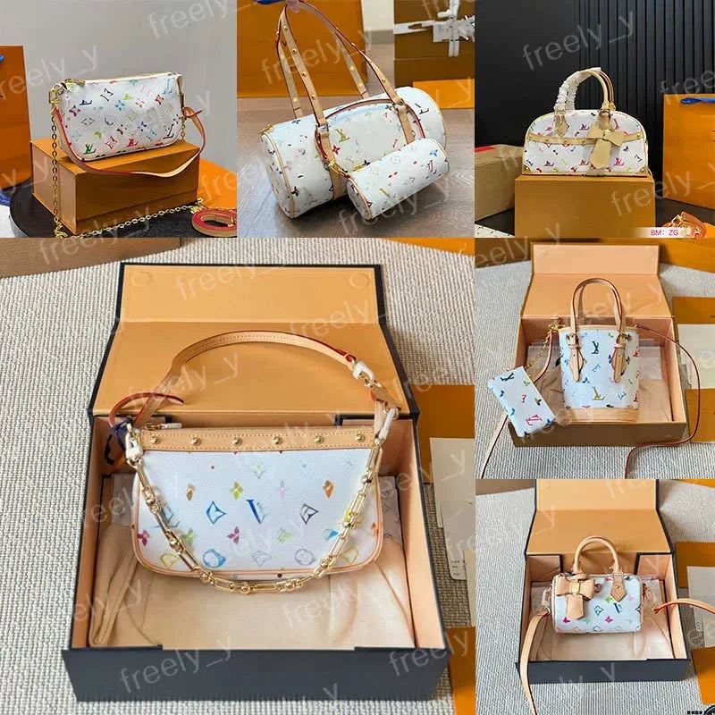 designer bags shoulder bag leather takashi murakami handbag baguette canvas women colorful bag fashion composite lady beach clut