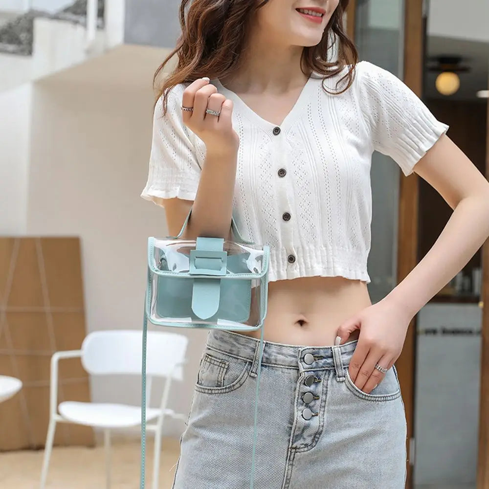 Small Women's Small Bag Transparent Jelly Candy Color Square Messager Bag Fashion Clutches PVC Shoulder Bag Crossbody Handbag