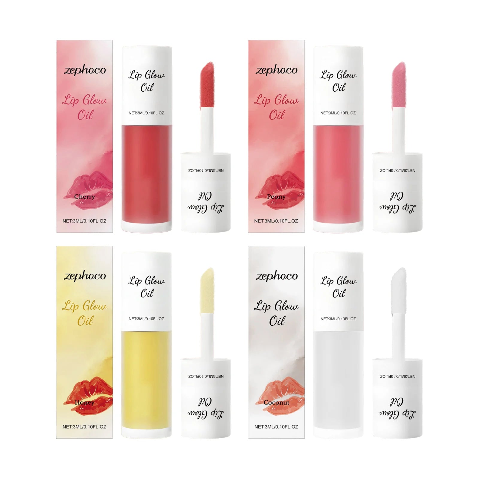 Peony/Cherry/Coconut/Honey Lip Glow Oil Enhancer Lip Gloss Plumping Lip Nourishing Remove Lip Line Brighten Lip Makeup Cosmetics