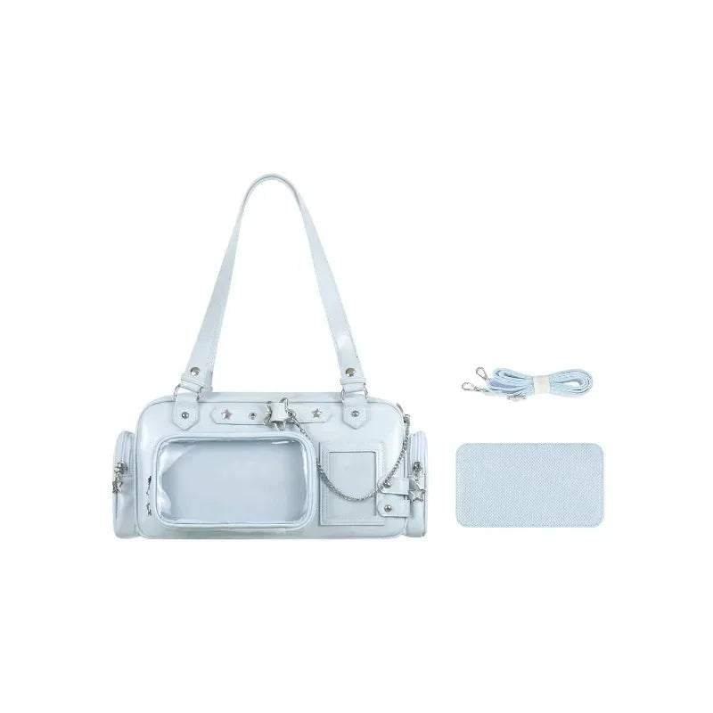 Star Chain Y2k Harajuku Shoulder Itabag Blue Lolita Girl Pain Bags Transparent Japanese Crossbody Bag New Concert Korean Handbag