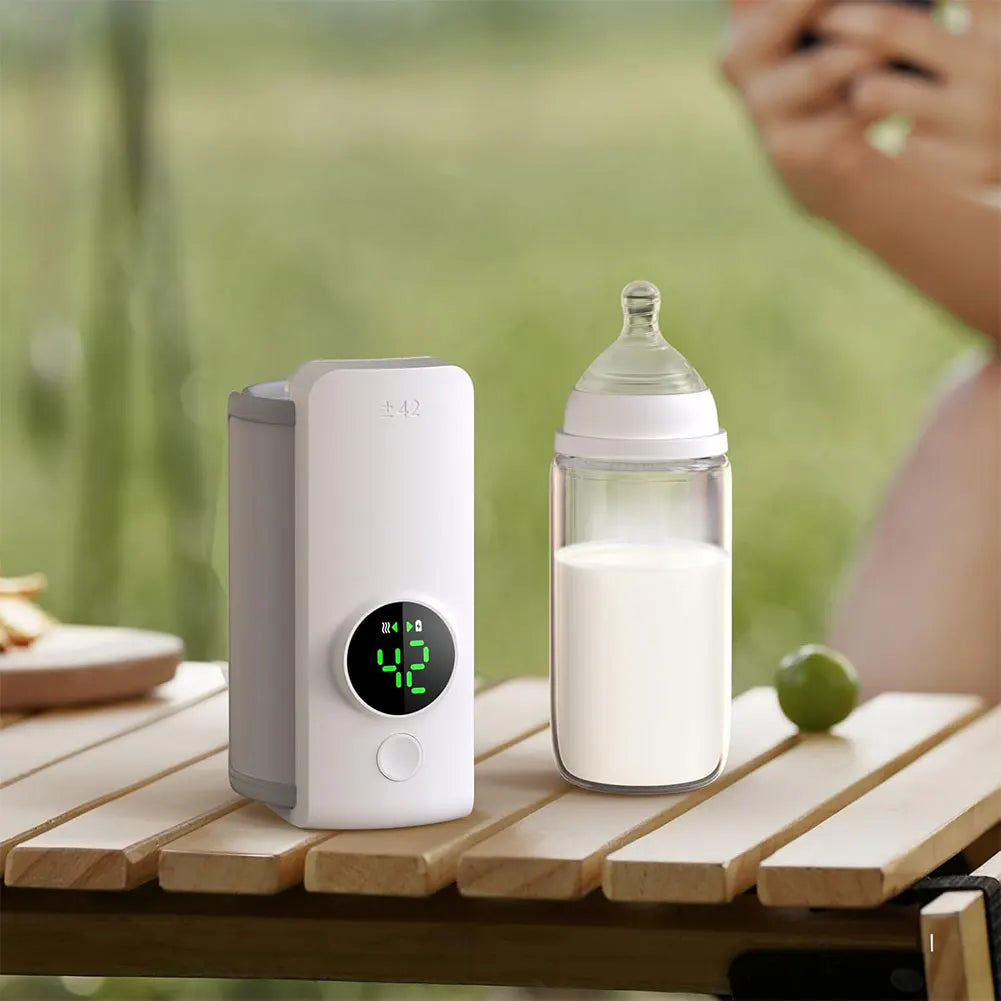Portable Bottle Warmer Rechargeable Cordless Milk Warmer with Temperature Control Baby Bottle Warmer for Feeding Accessory
