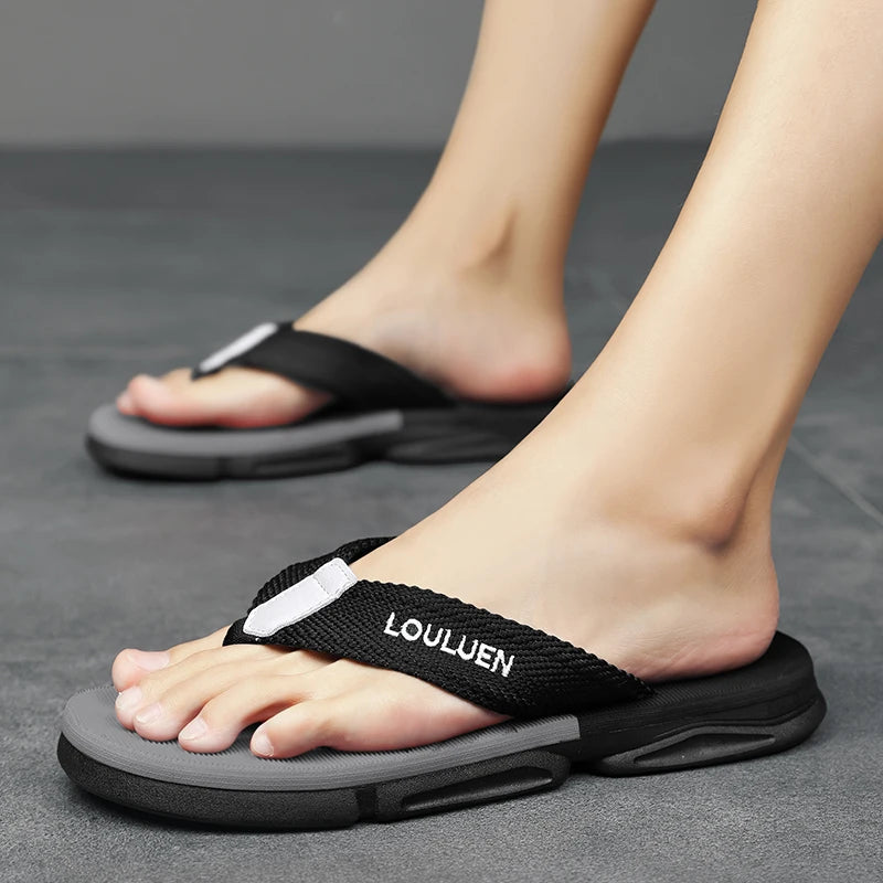 [Color blocked flip flops] Comfortable color blocked flip flops - Men's non slip casual rubber bottom EVA flip flops, suitable f