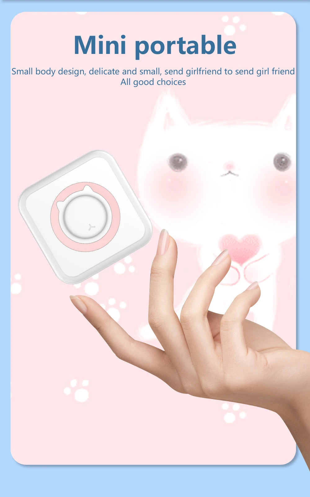 Meow Mini Label Printer Thermal Portable Printers Stickers Paper Inkless Wireless Impresora Portátil 200dpi Android IOS 57mm