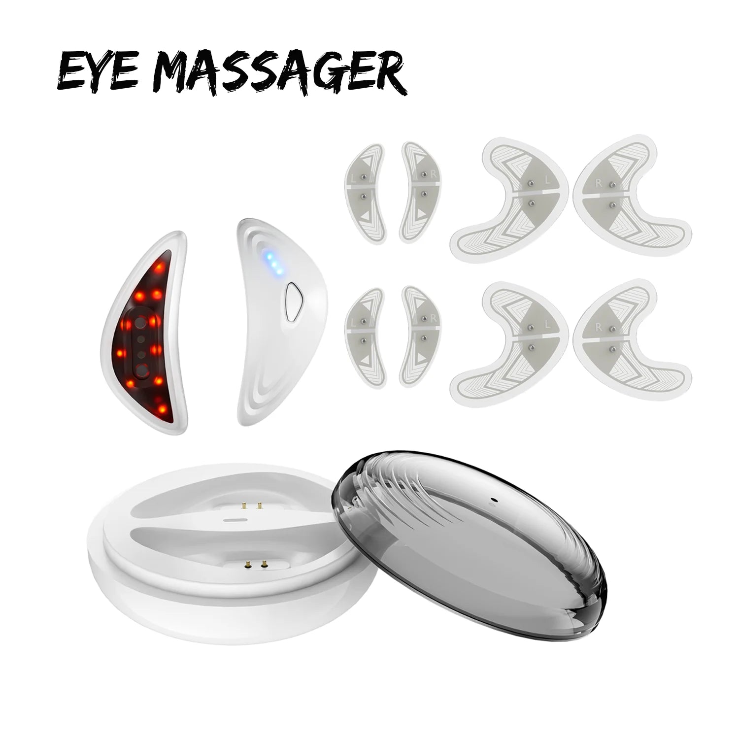 EMS Redlight Eye Massage and Stainless Steel Cooling Eye Pad Eyes Beauty Device for Puffy Eyes Reduce Bags & Dark Circles