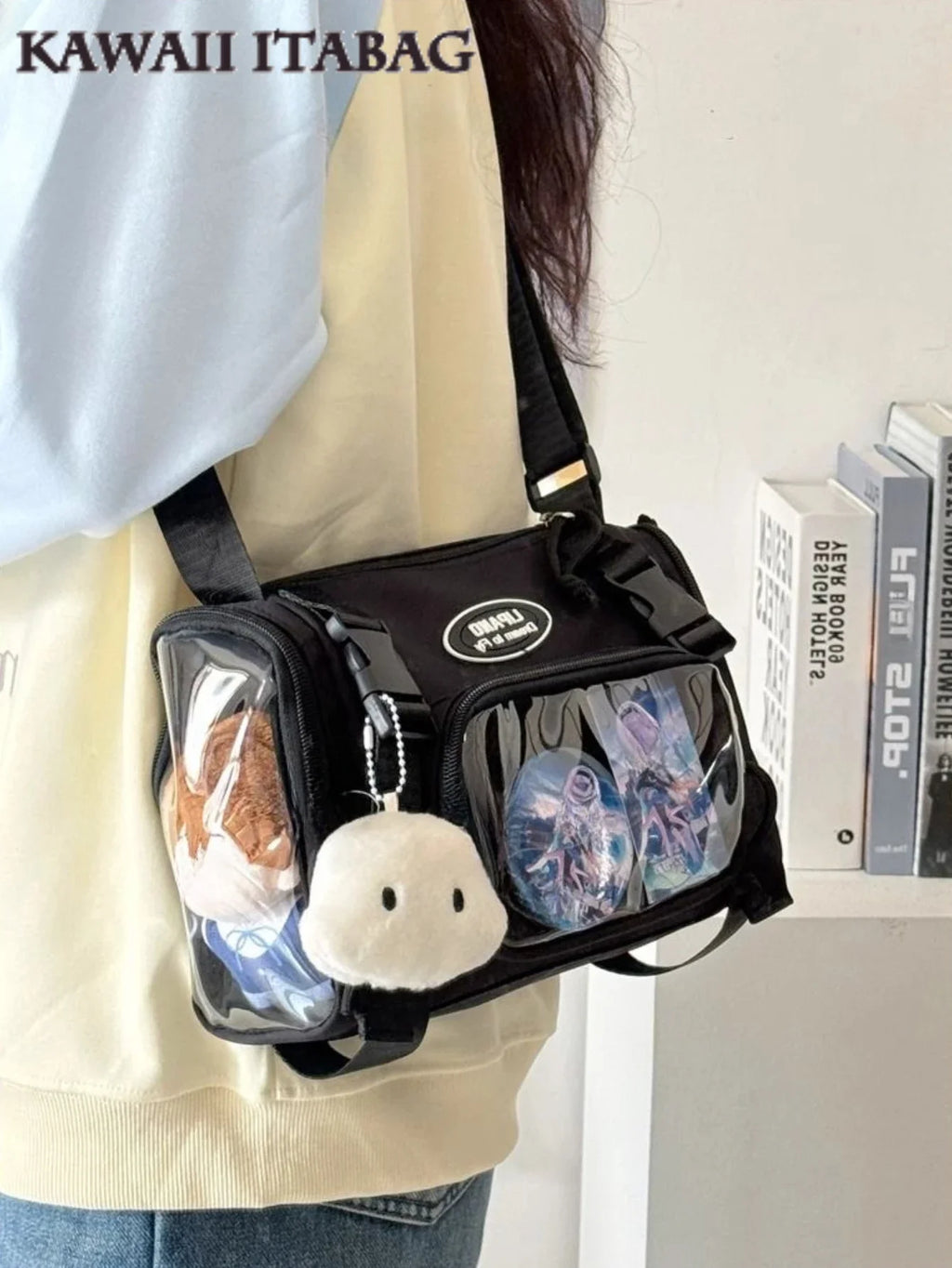 Y2K Fashion Clear Transparent Crossbody Bag Women Multipocket Itabag Summer Bucket Shoulder Bag for Students