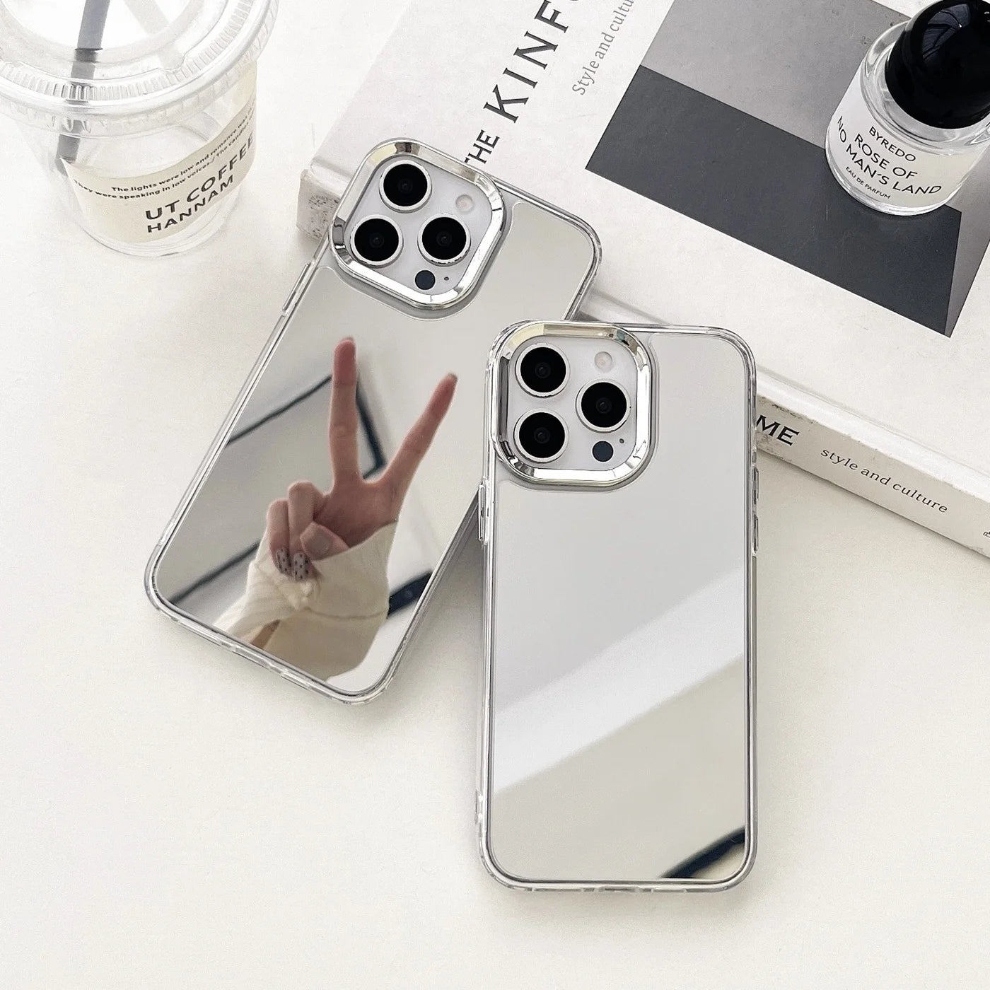 Luxury Plated Makeup Mirror Phone Case for iPhone 17/16/15/14/13/12/11 Pro Max Plus, Hard Acrylic Shockproof Frame Case