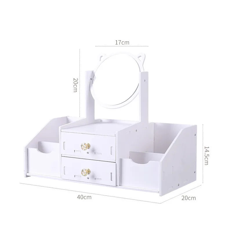 Makeup Organizer Large Capacity Cosmetic Storage Box Drawer Storage  Jewelry Box Desktop NailPolish Makeup Container With Mirror