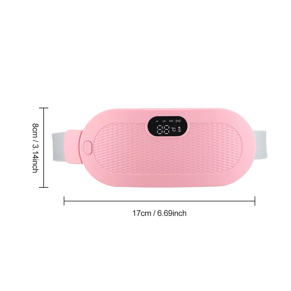 Electric Period Cramp Massager Vibrating Heating Period Pads Belt for Menstrual Colic Waist Stomach Abdominal Warm Palace Belt