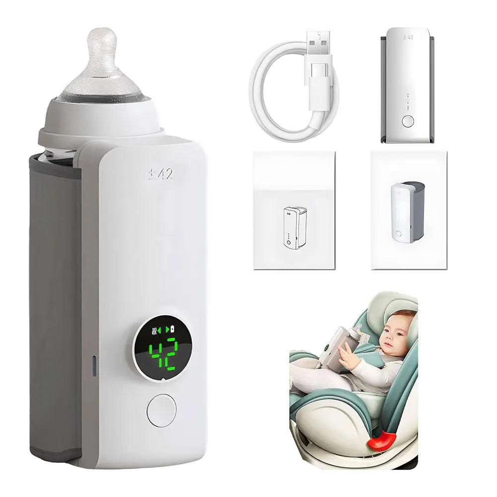 Portable Bottle Warmer Rechargeable Cordless Milk Warmer with Temperature Control Baby Bottle Warmer for Traveling Camping Home
