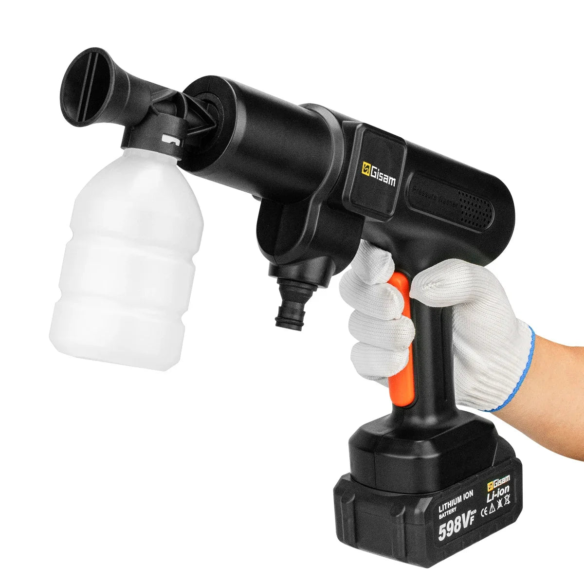 Gisam 200Bar Brushless Electric High Pressure Washer 6IN1 Car Wash Water Gun Garden Spray Gun Power Tool for Makita 18V Battery