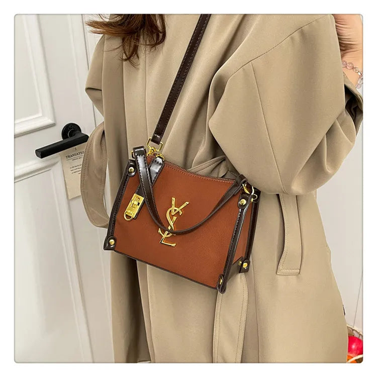 2026 New Korean Style Retro Mini Square Crossbody Bag Shoulder Top Handle Purse Textured Everyday Tote for Women