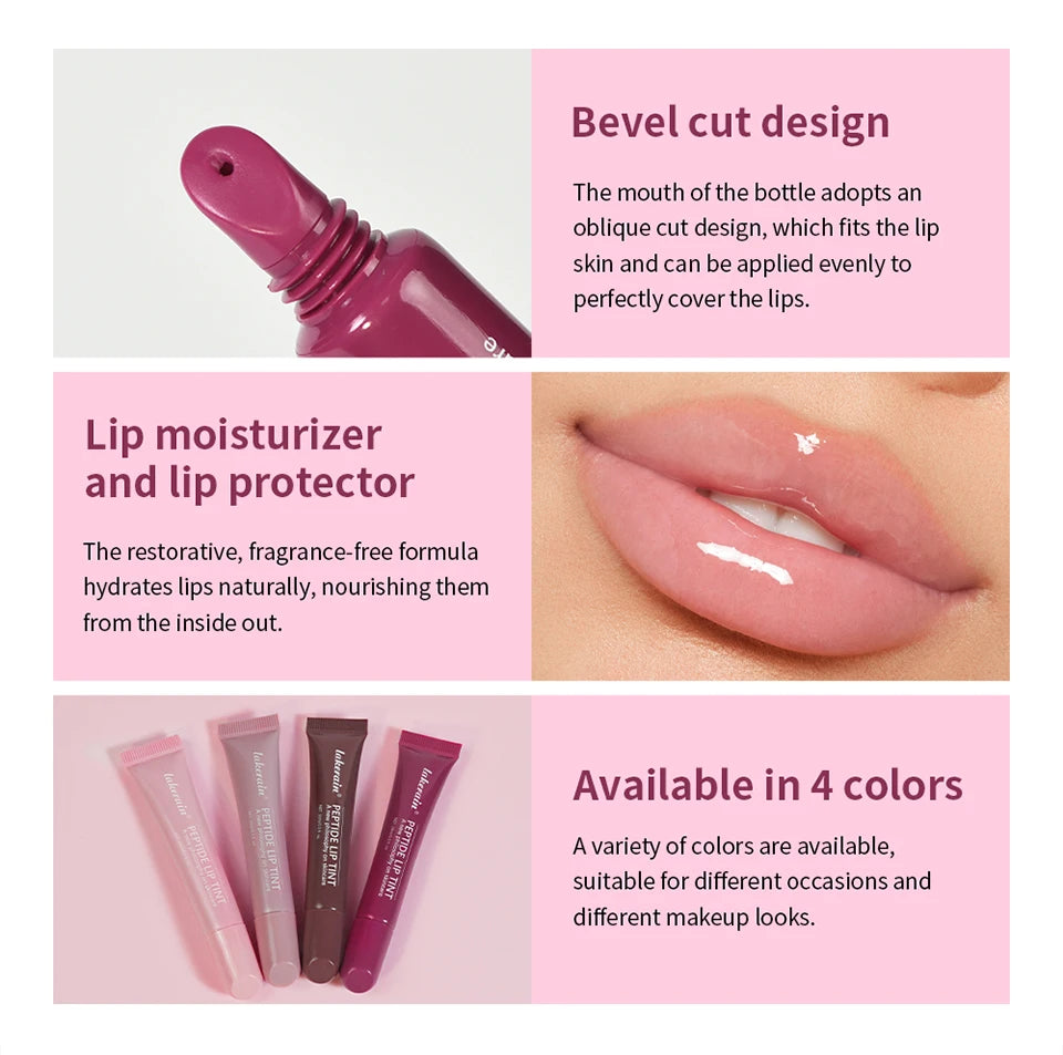 Lakerain 10ml Lip Balm Gel Texture Long Lasting Moisturizing Restore Replenish Non-Sticky Fragrance-Free Tinted Lip Serum Makeup