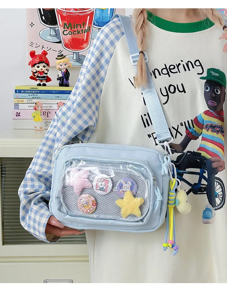 Japan and South Korea Cute Small Bag Female anime Pain Bag Pure Color Small Fresh Student Korean Simple Bag Crossbody Bag Female