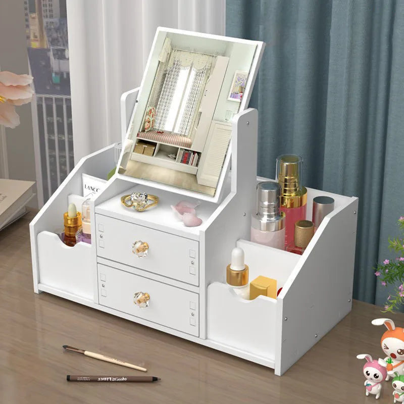 Makeup Organizer Large Capacity Cosmetic Storage Box Drawer Storage  Jewelry Box Desktop NailPolish Makeup Container With Mirror