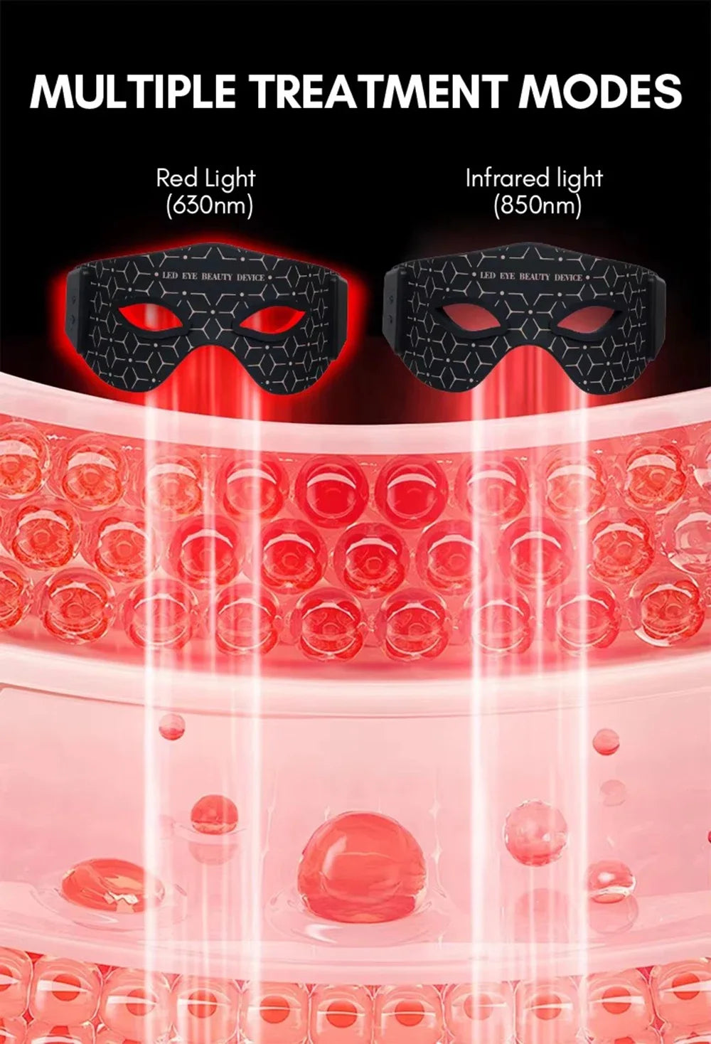 LED Eye Mask Eye Massager Beauty Care Device Eye Bags Remover Device 630NM 850NM Near Infrared Red Light Therapy Eye Mask Device