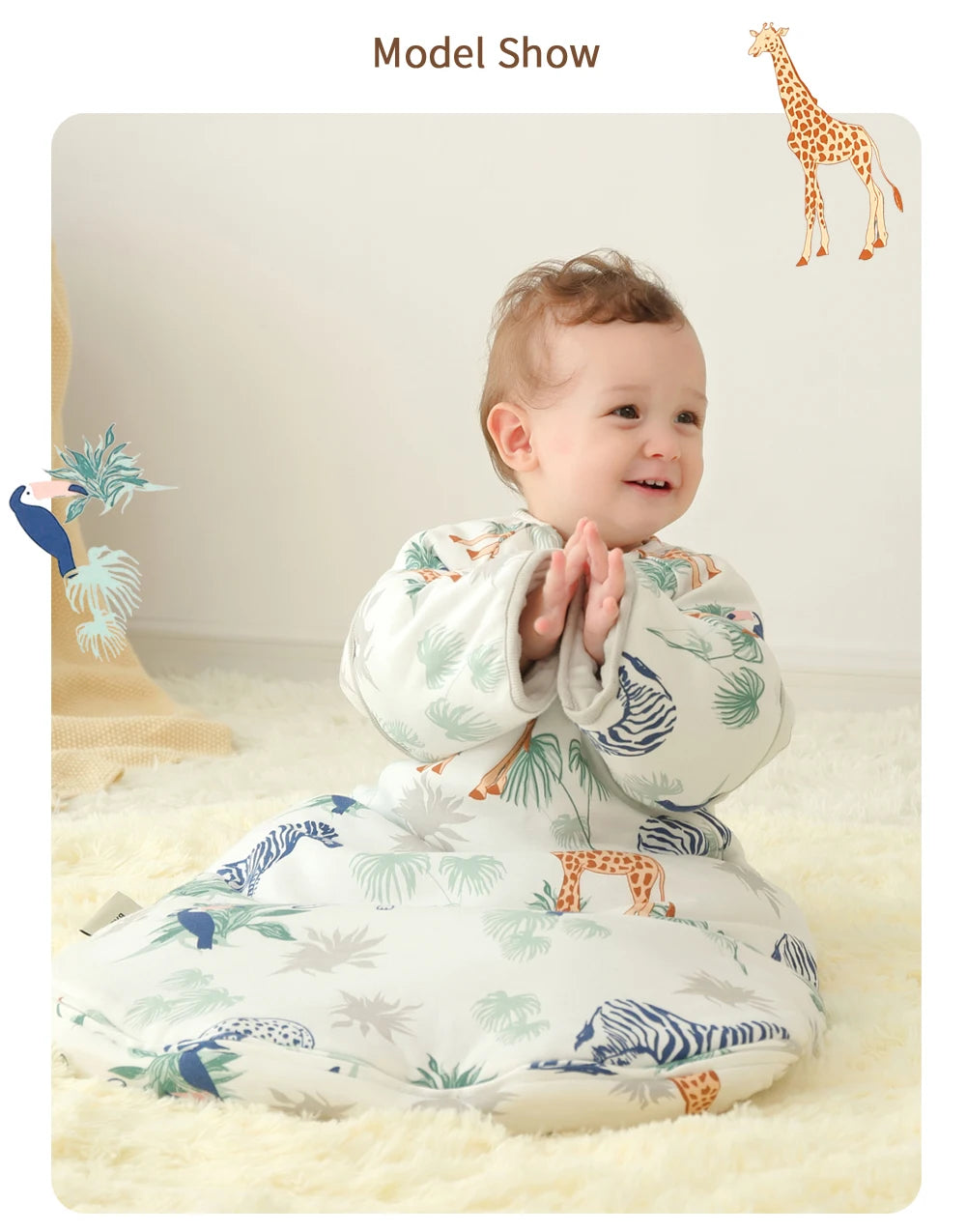 INSULAR Baby Thickened Sleeping Bags Infant Warm Pajamas Kids Cartoon Cotton Sleep Sack Toddler Anti-kick Onesuit Autumn Winter