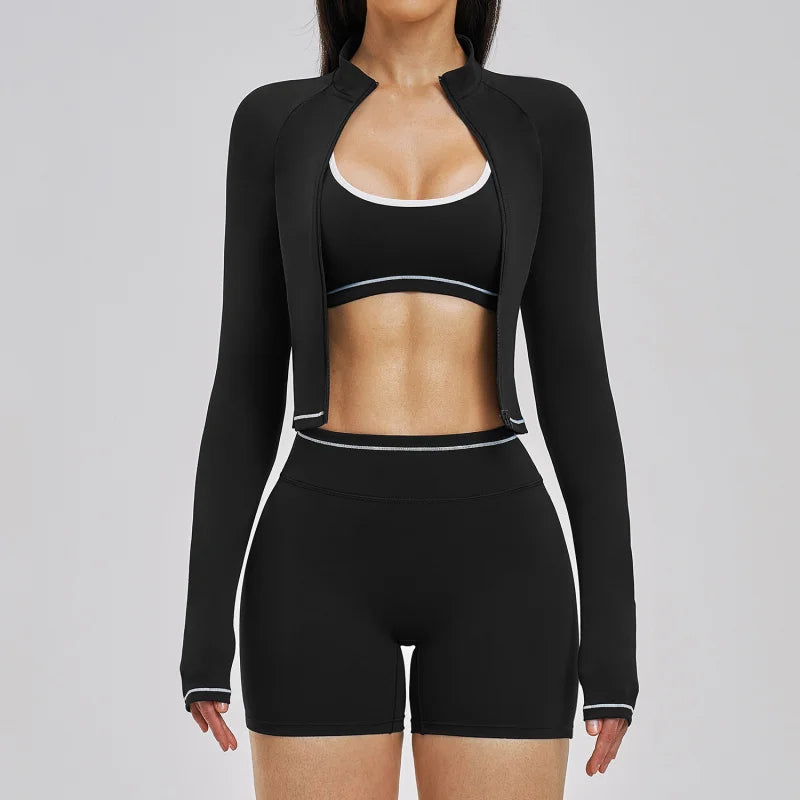 3PCS Sports Sets Woman Set Yoga Sexy Outfits Nude Feel Spring Summer Women's Gym Kit Female Fitness Clothing Outdoor Running
