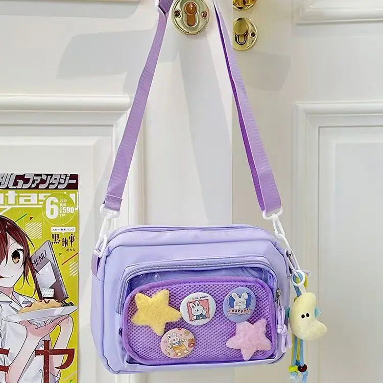 Japan and South Korea Cute Small Bag Female anime Pain Bag Pure Color Small Fresh Student Korean Simple Bag Crossbody Bag Female
