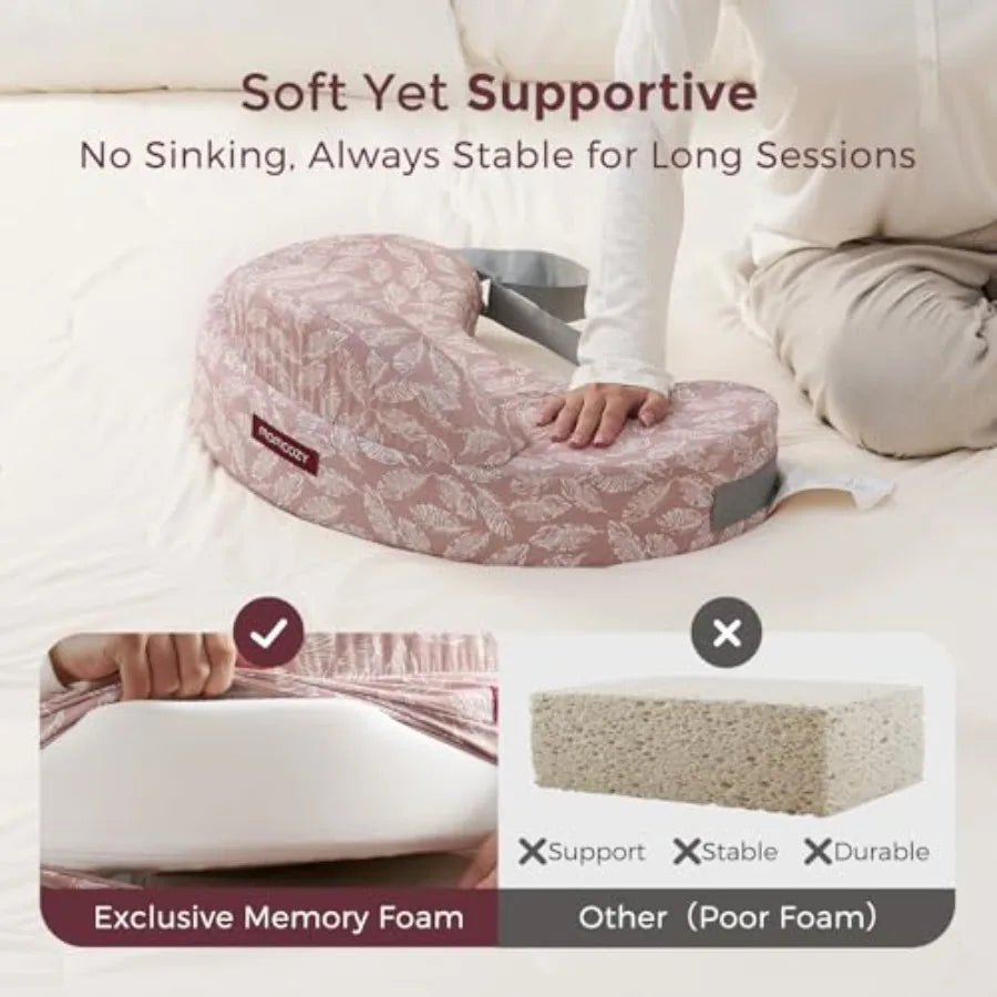 Innovative Safety Guard Nursing Pillow - Firm and Springy Memory Foam - Stable Ergonomic Support and Comfort - Wider Breastfeed