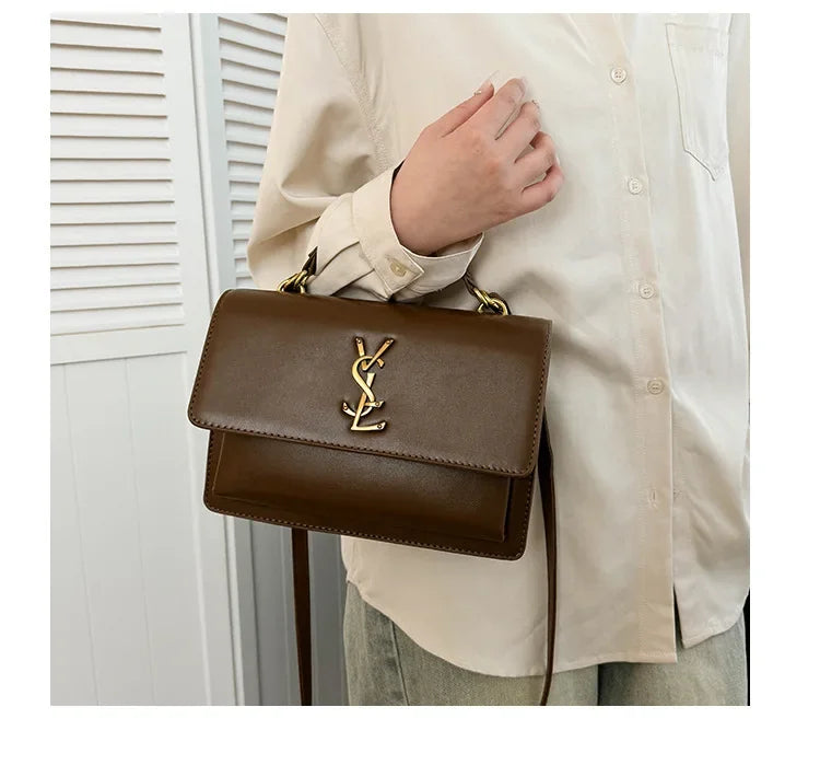 High-End Leather Women Diaper Bag Classic Designer Paris Casual Simple Vintage Trendy Design with Adjustable Shoulder Strap