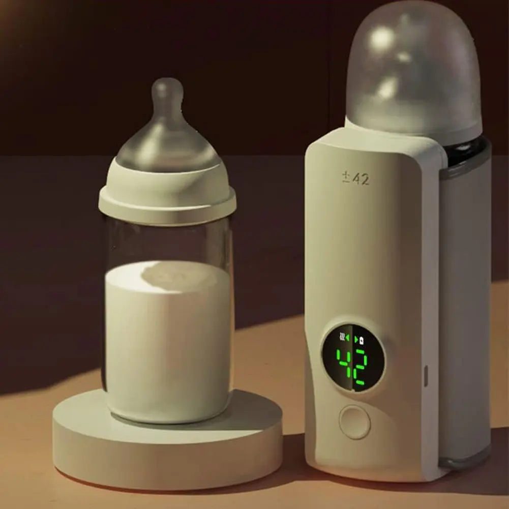 Portable Bottle Warmer Rechargeable Cordless Milk Warmer with Temperature Control Baby Bottle Warmer for Feeding Accessory