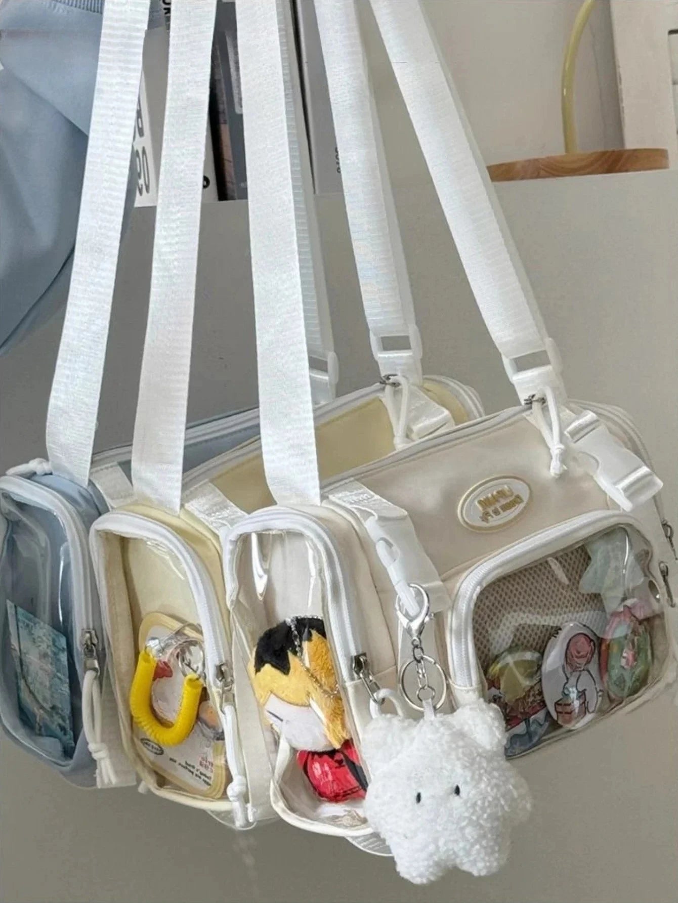 Y2K Fashion Clear Transparent Crossbody Bag Women Multipocket Itabag Summer Bucket Shoulder Bag for Students