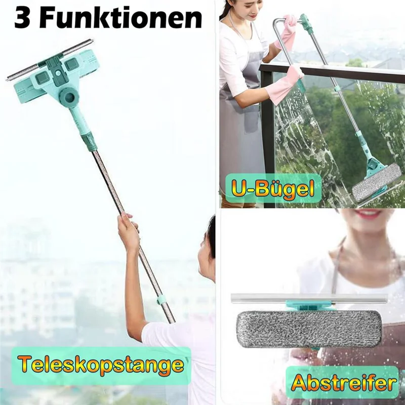 Water Sprays Window Mesh Screen Brush Window Cleaner Wiper Telescopic Long Handle Mop Squeegee Cleaning Tool