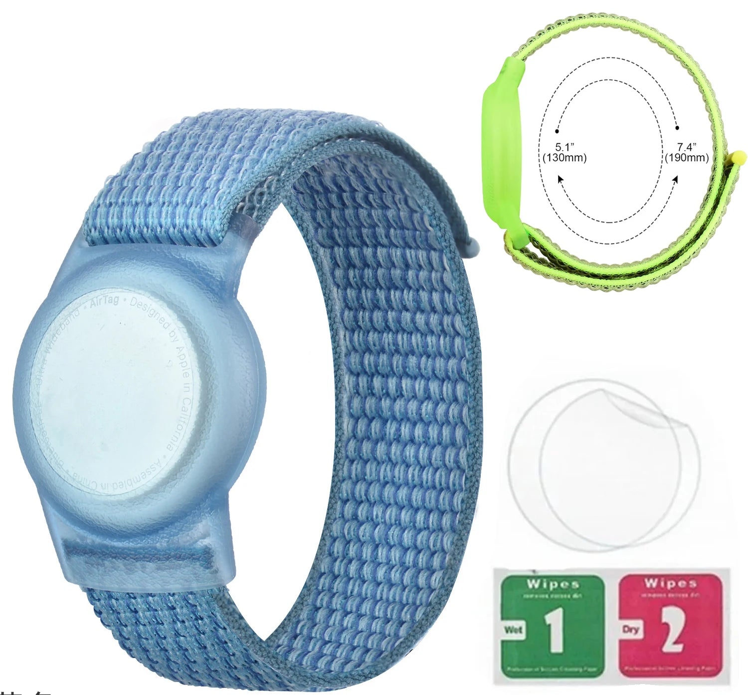 Waterproof Airtag Bracelet for Kids Soft Nylon Hidden Air Tag Wristband Full Cover Lightweight  Band for Toddler Child