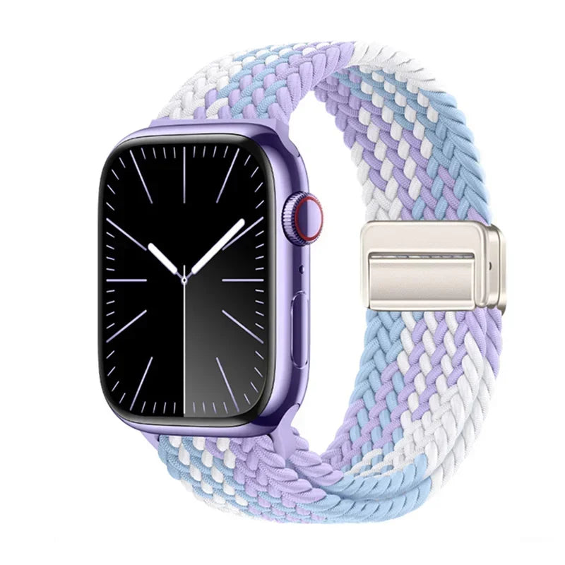 Braided Band For Apple Watch Strap 44mm 40mm 45mm 46mm 49mm 41mm 38 Magnetic Nylon Bracelet iWatch series se 7 6 8 9 10 Ultra 2