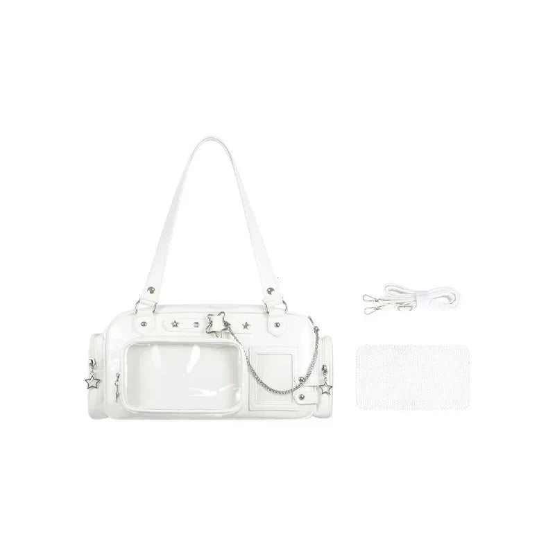 Star Chain Y2k Harajuku Shoulder Itabag Blue Lolita Girl Pain Bags Transparent Japanese Crossbody Bag New Concert Korean Handbag