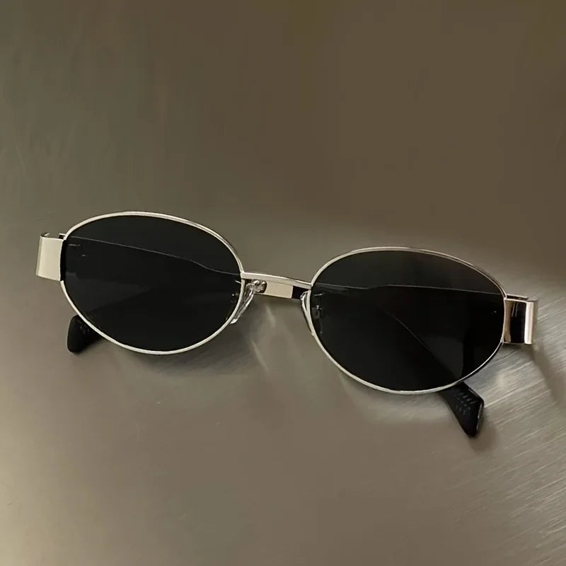 Trendy Oval Sunglasses for Women 2025 Luxury Brand Designer Metal Frame Sun Glasses Ladies Classic Vintage Round Shades Unisex