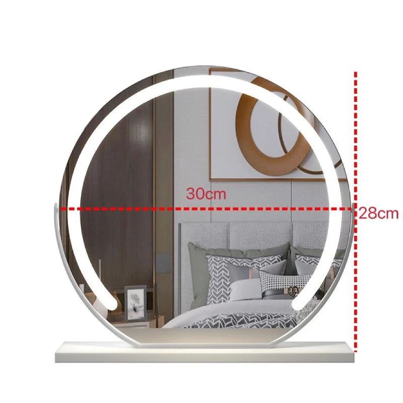 Vanity Mirror with Lights LED Makeup Mirrors Tabletop Smart Touch Control 3 Colors Dimmable Mirror Gifts for Teen Girls Dorms