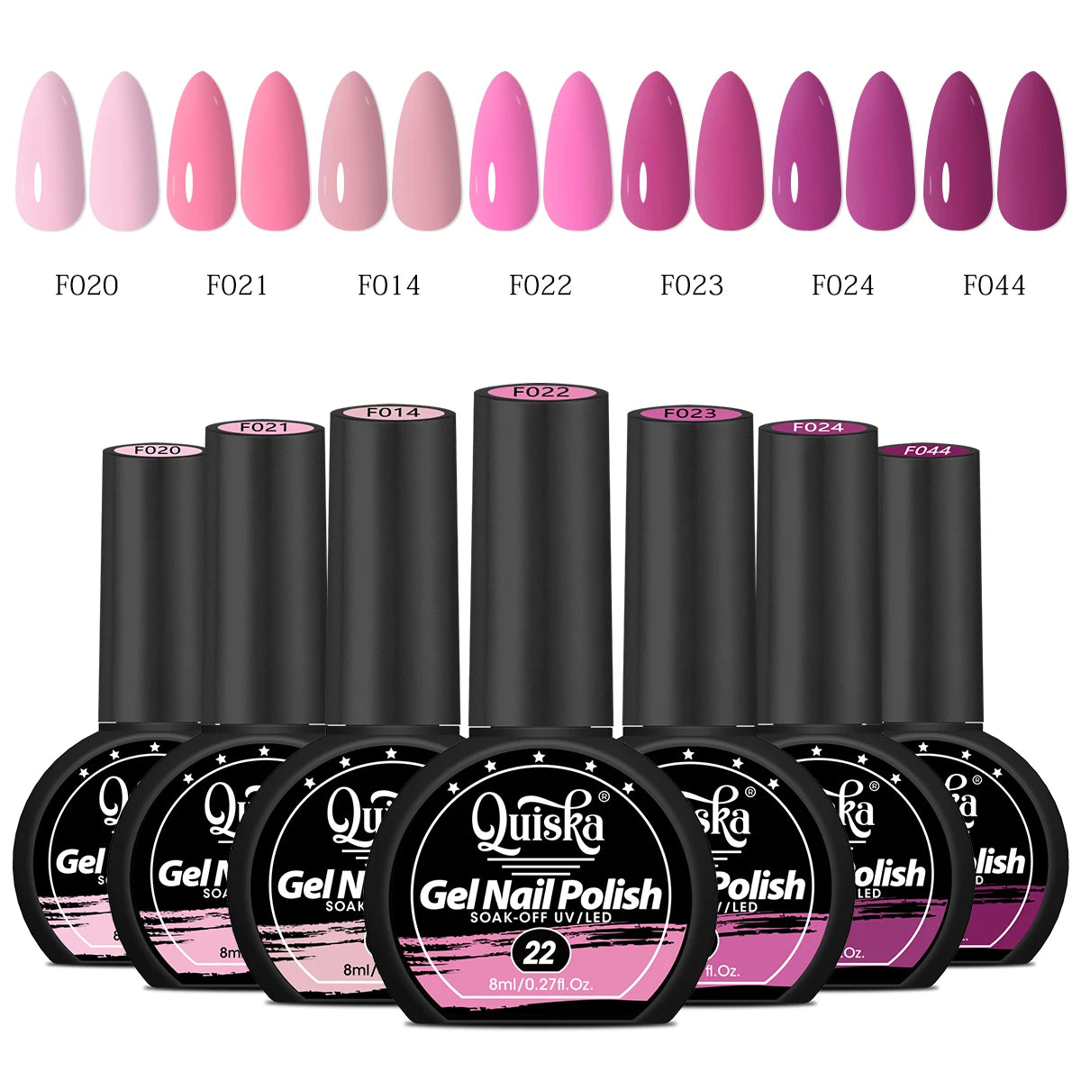 Quiska 7-Piece Nail Gel Kit — Designed for DIY Nail Art, Featuring Trendy Colors; Soak-Off UV Gel, Long-Lasting & Durable
