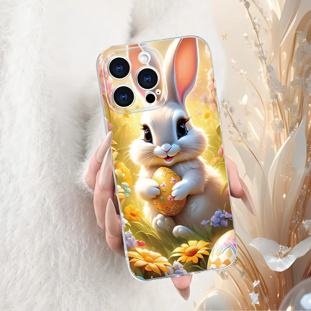 A colorful Easter Bunny egg pattern premium soft protective case for iPhone X/XS/XR/11/12/13/14/15/16 Plus Pro Max