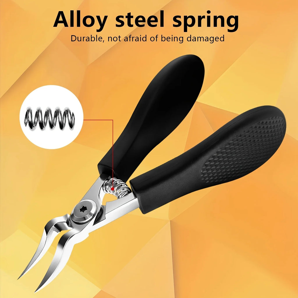 Heavy-Duty Stainless Steel Nail Clipper, Thick Toenail & Fingernail Clipper for Adults, Professional-Grade Curved Blade