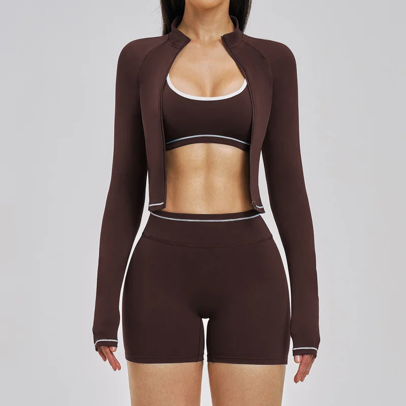 3PCS Sports Sets Woman Set Yoga Sexy Outfits Nude Feel Spring Summer Women's Gym Kit Female Fitness Clothing Outdoor Running