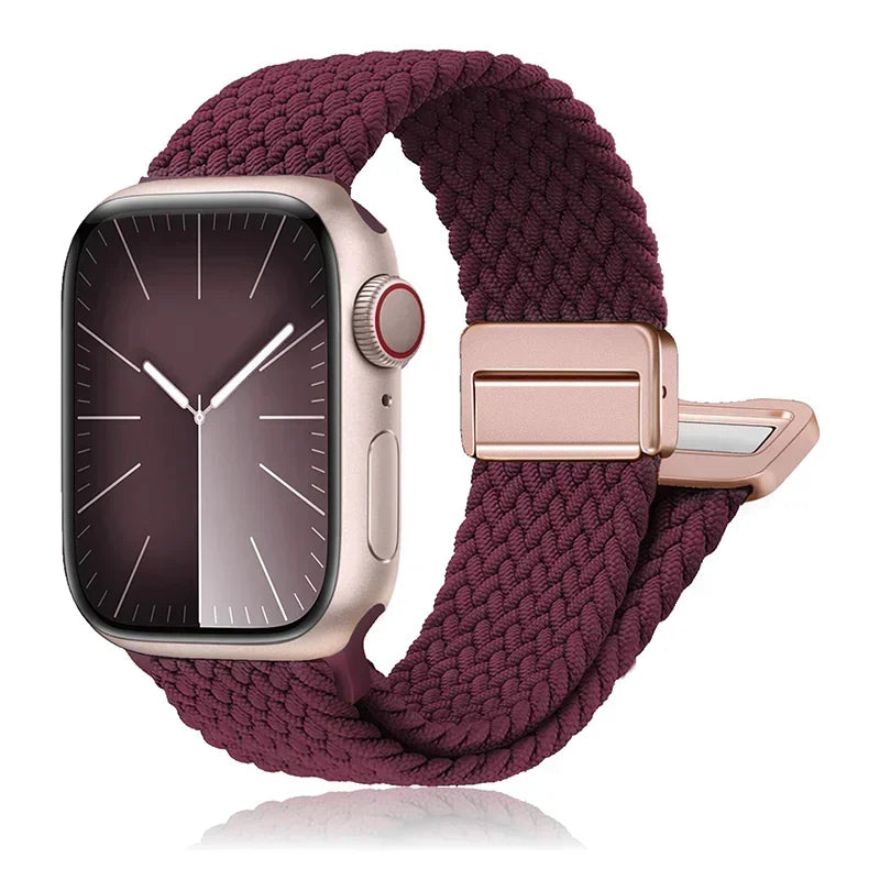 Braided Band For Apple Watch Strap 44mm 40mm 45mm 46mm 49mm 41mm 38 Magnetic Nylon Bracelet iWatch series se 7 6 8 9 10 Ultra 2